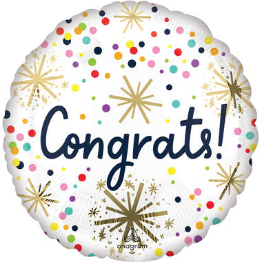 Foil Balloon - "Congrats!" - Confetti Sprinkle - 45 cm